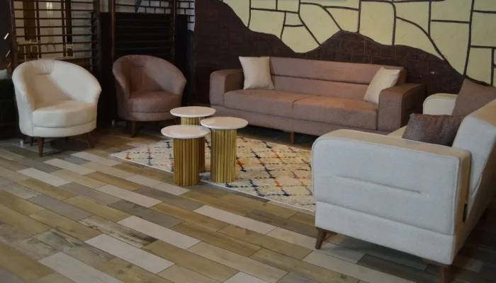 Duru Oturma Grubu bukle kumaş kanepe ve minimal tekli berjer