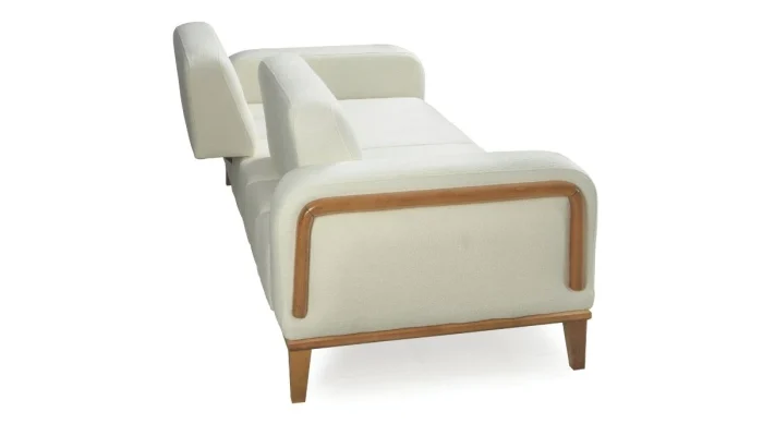 Donat koltuk takımı masif görünümlü ahşap kol ve profil detay görünümü.